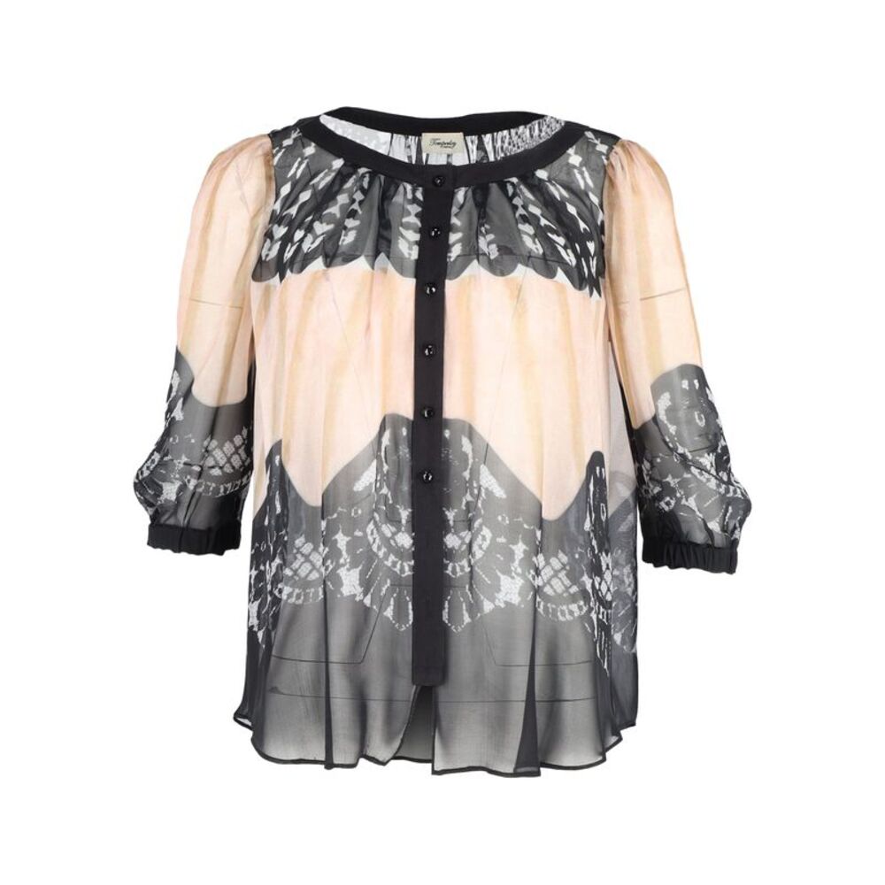Temperley London Printed Sheer Blouse in Multicolor Silk